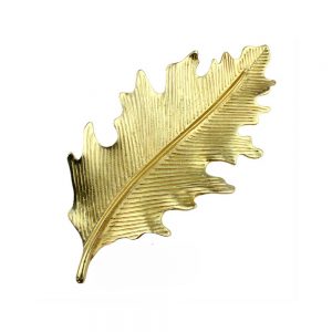 broche feuille or