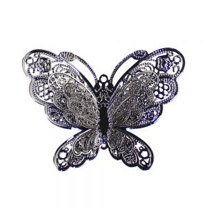 broche papillon metal gris taupe