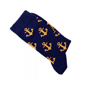 chaussettes ancre orange bleu marin