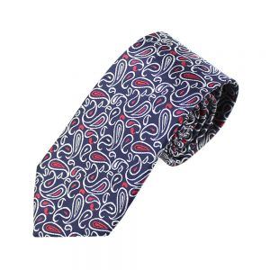cravate albert paisley bleu marin