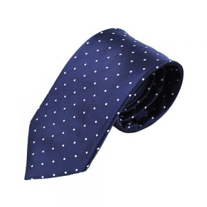 cravate armando pois bleu marin