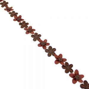 galon fleurs avec broderies 2,5 cm marron fonce