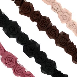 galon fleurs organza 07cm