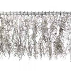 galon simil plumes 20 cm gris argente