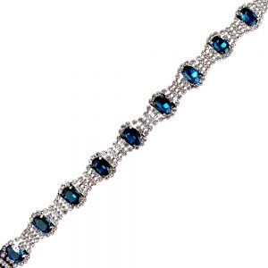 galon strass pierres bleu outremer