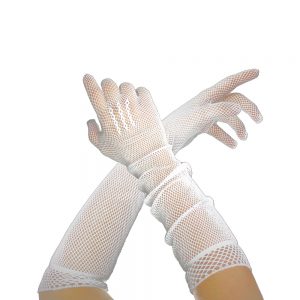gants longs filet blanc