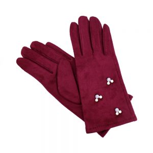 gants suedine perles grenat