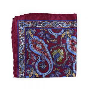 pochette soie paisley grenat