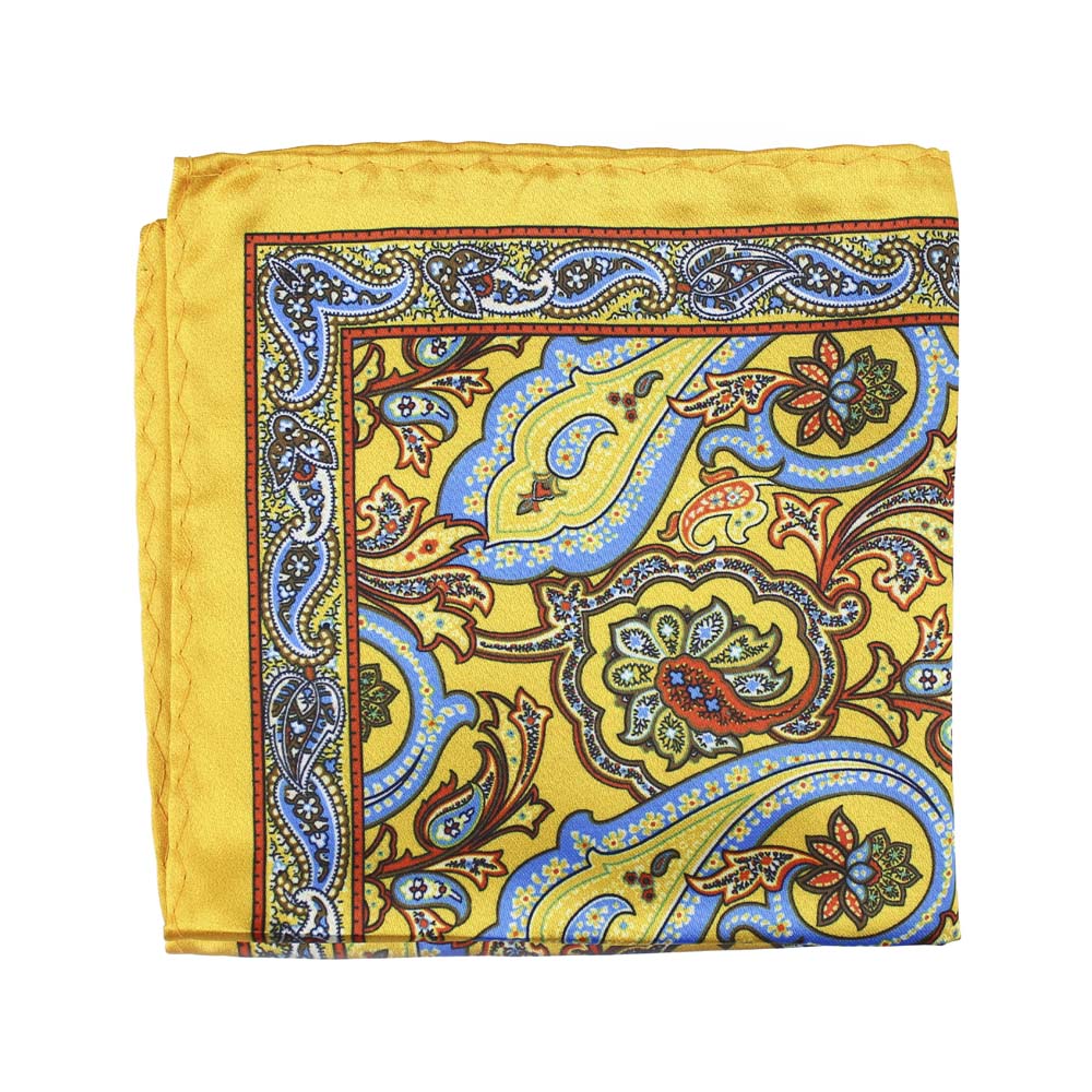 pochette soie paisley jaune pochette soie paisley jaune