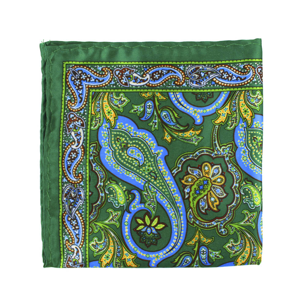 pochette soie paisley vert moyen pochette soie paisley vert moyen