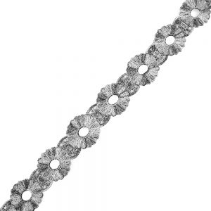ruban dentelle cercles metallises 04cm argent viellie