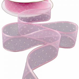 ruban nylon pois rose