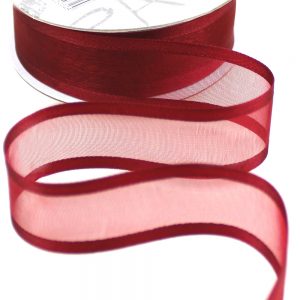 ruban organza bords decores grenat