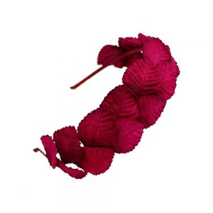 serre tete feuille velours grenat