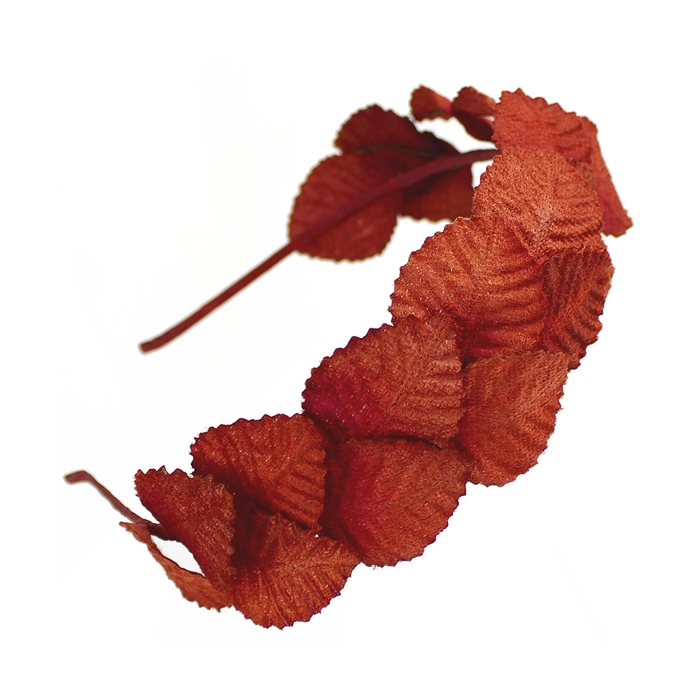serre tete feuille velours rouge garance serre tete feuille velours rouge garance