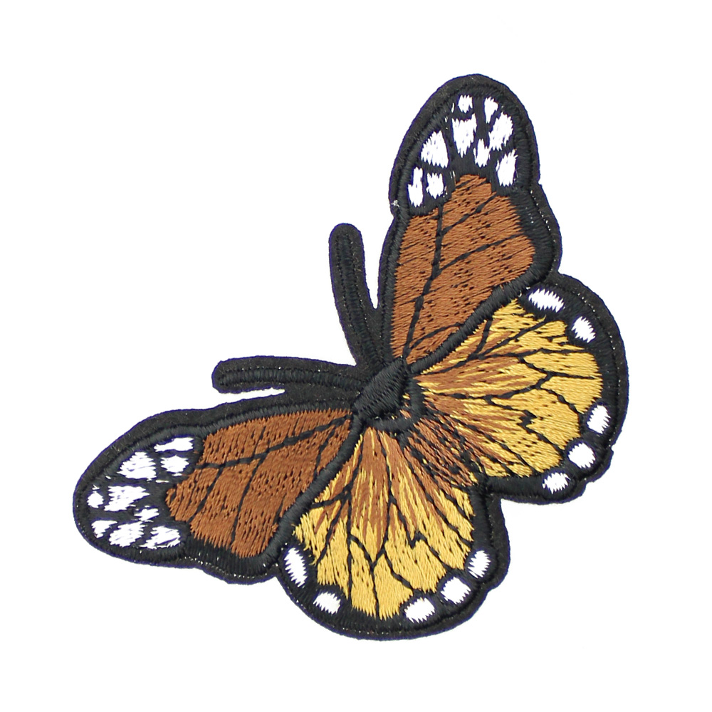 thermocollant papillon brode dore et marron thermocollant papillon brode dore et marron