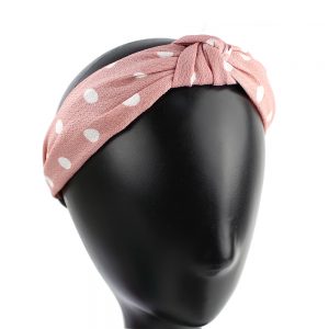 turban serre tete pois rose nude