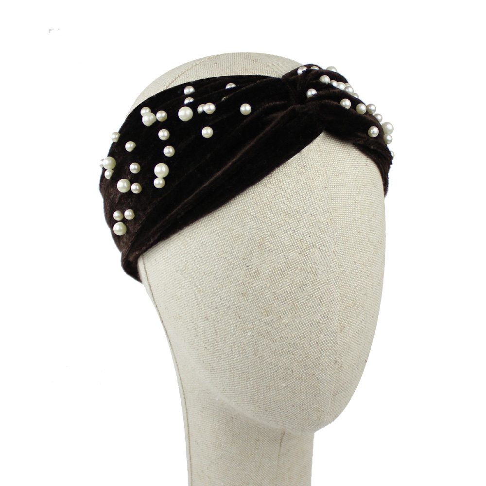 turban velours perles marron fonce turban velours perles marron fonce