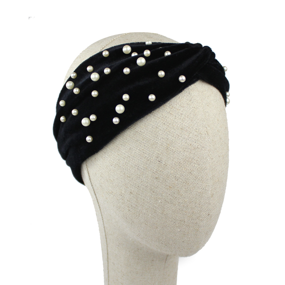 turban velours perles noir turban velours perles noir