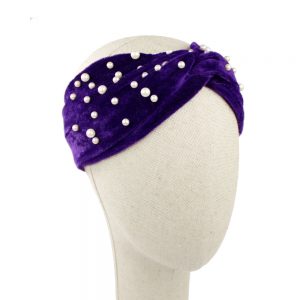turban velours perles violet