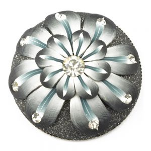 Bouton fleur fantaisie argentmoyen