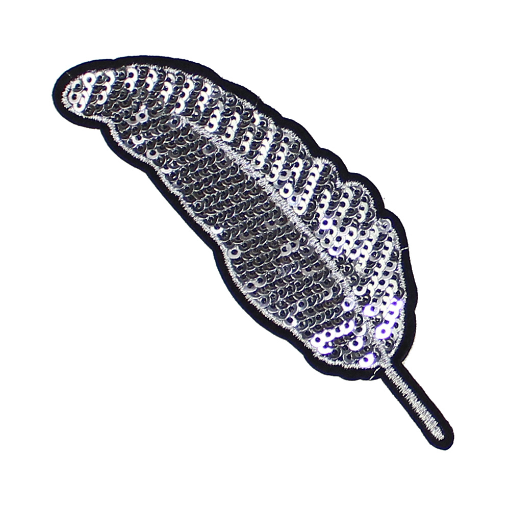 Plume à sequins thermocollants argent Plume à sequins thermocollants argent