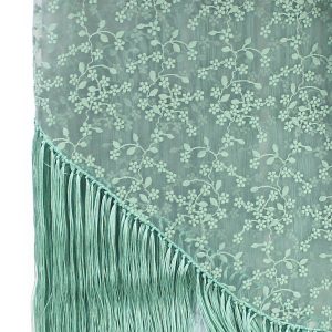 Floral tulle shawl VERT EAU