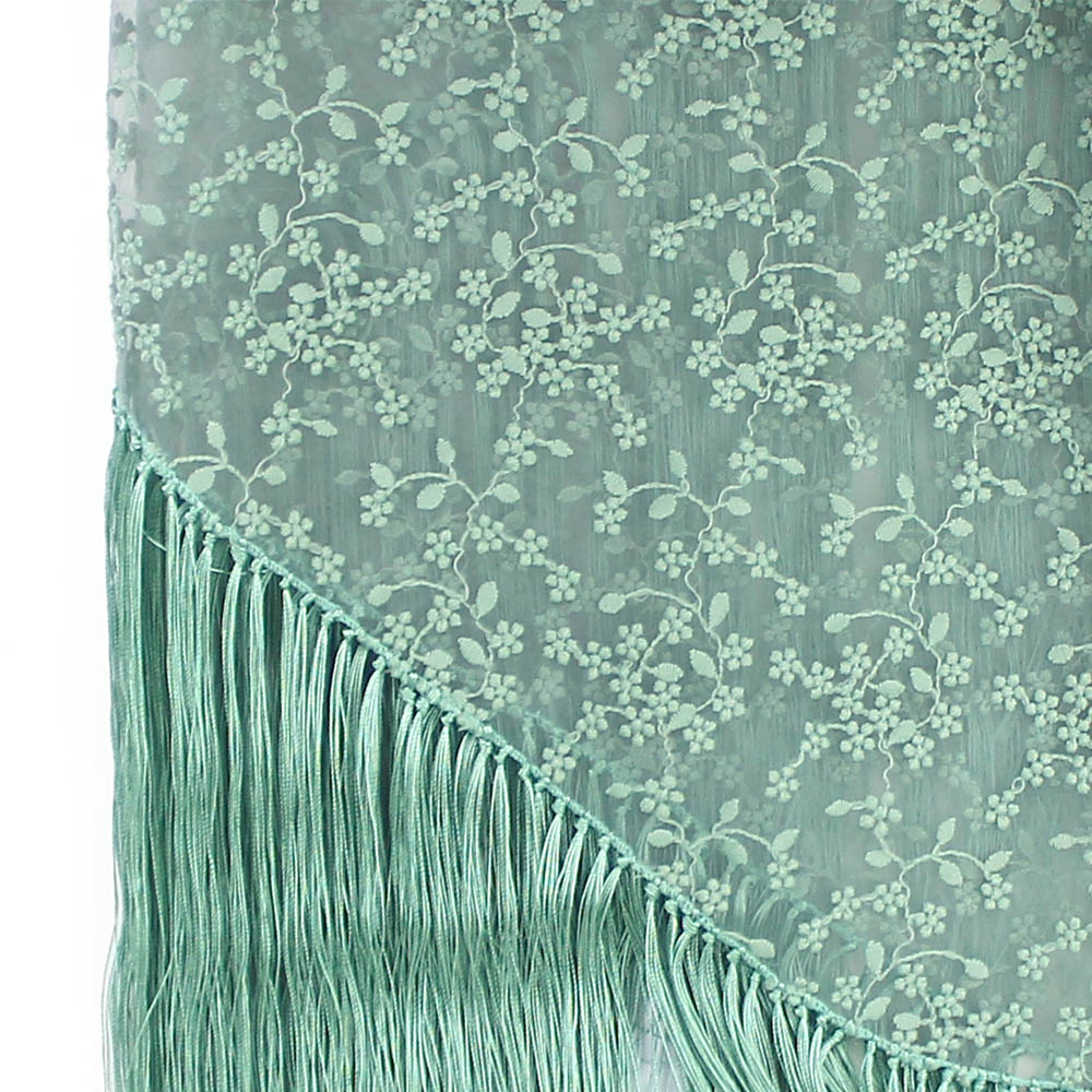 Floral tulle shawl VERT EAU Floral tulle shawl VERT EAU
