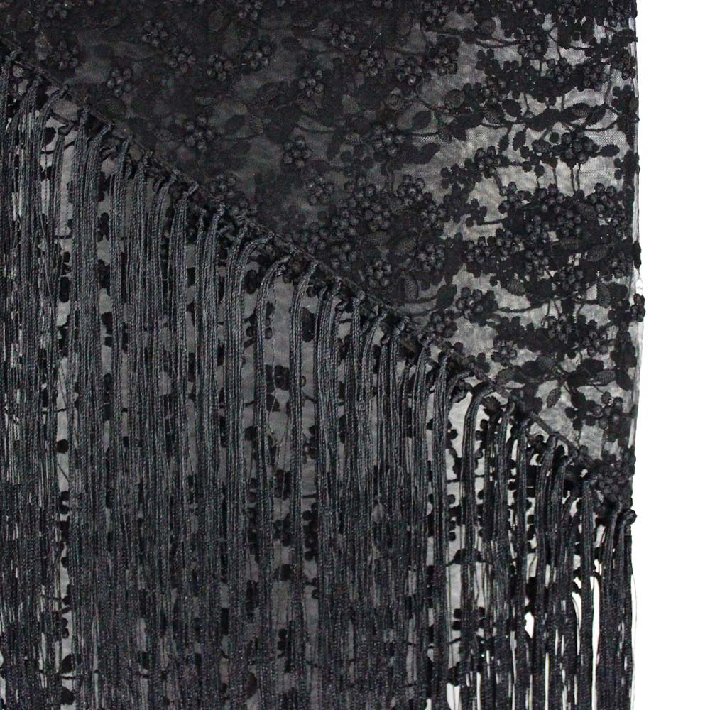 Floral tulle shawl noir Floral tulle shawl noir
