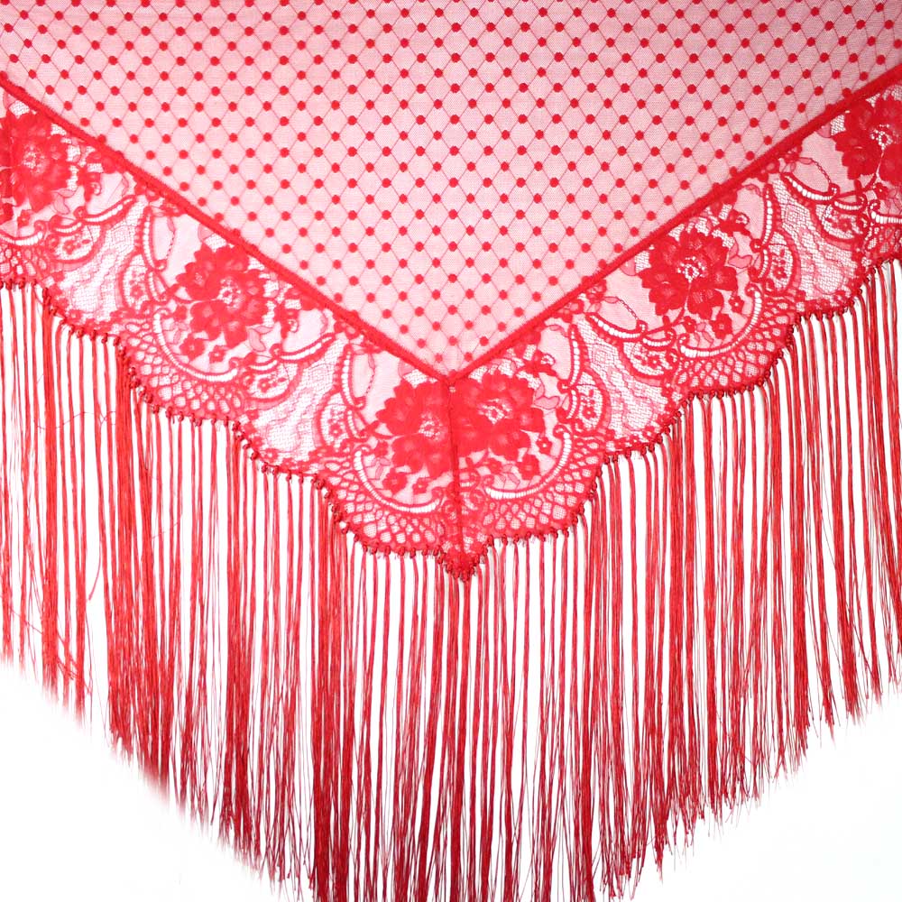 chale plumetis et dentelle rouge chale plumetis et dentelle rouge