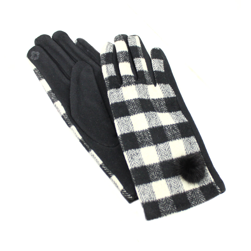 Gants à carreaux noir Gants à carreaux noir