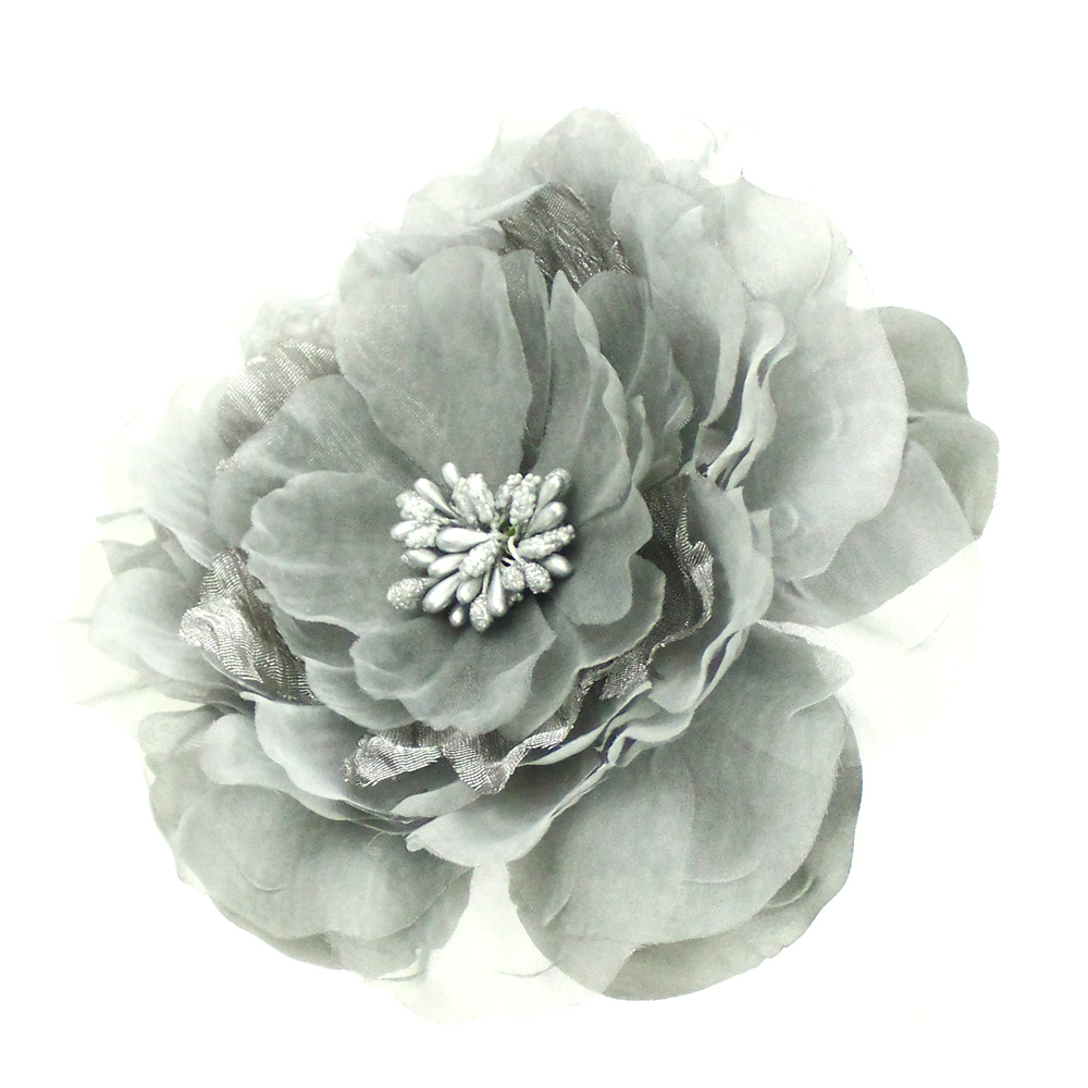 fleur brenda 18 cm gris argent fleur brenda 18 cm gris argent