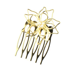 peigne fleur dalia or