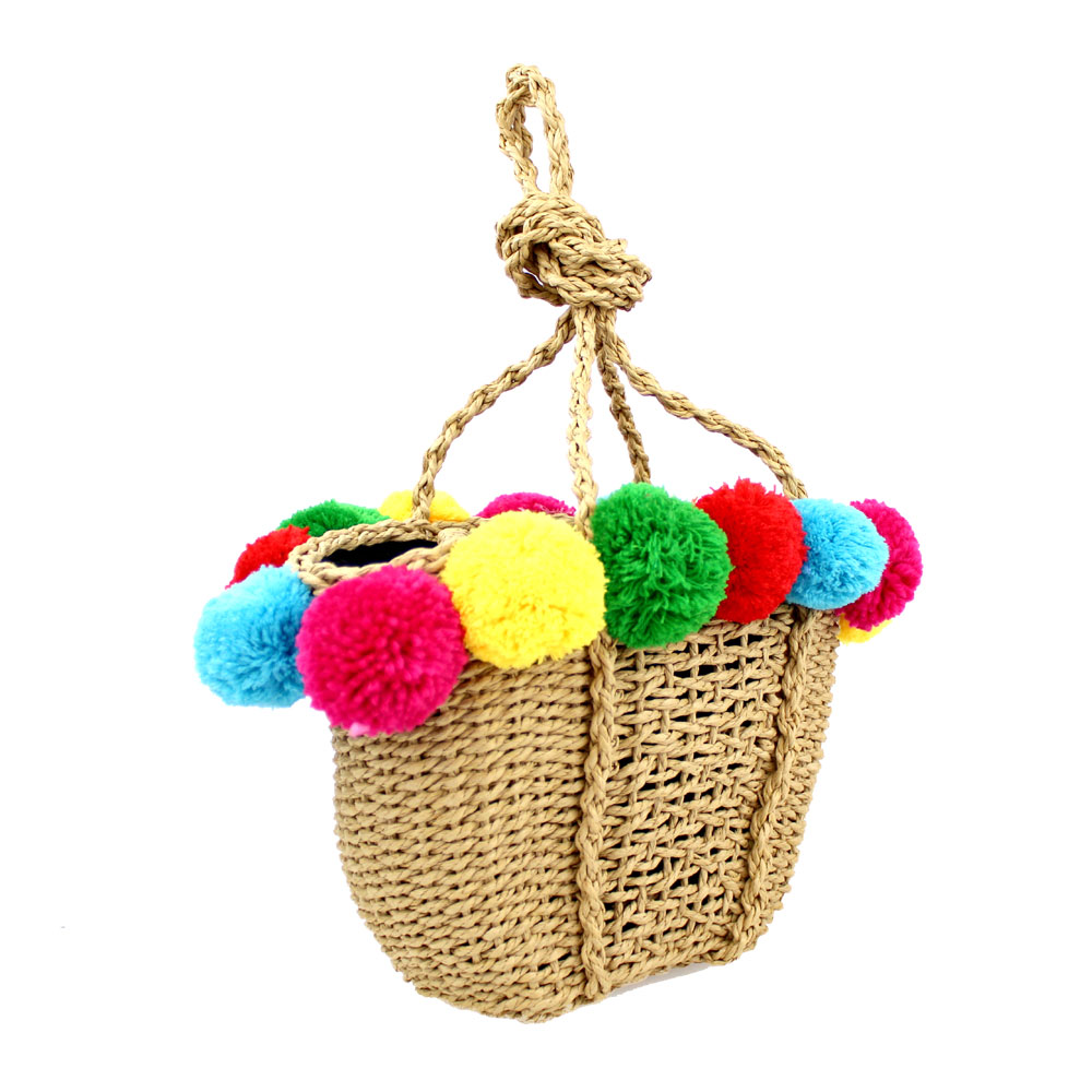 bolso-cesto-pompones-cuerda bolso cesto pompones cuerda